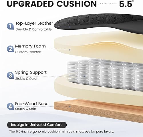 Miniatura 5 de Silla de escritorio de oficina, silla de juegos de cuero grande y alta con reposapiés, sillas de computadora reclinables ejecutivas ergonómicas