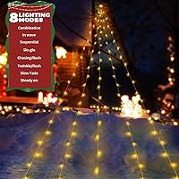 Vista 5 de Tira de luces solares de gran tamaño de 16.5 pies para exteriores, 8 modos de iluminación, luces solares para árbol de Navidad, luces solares