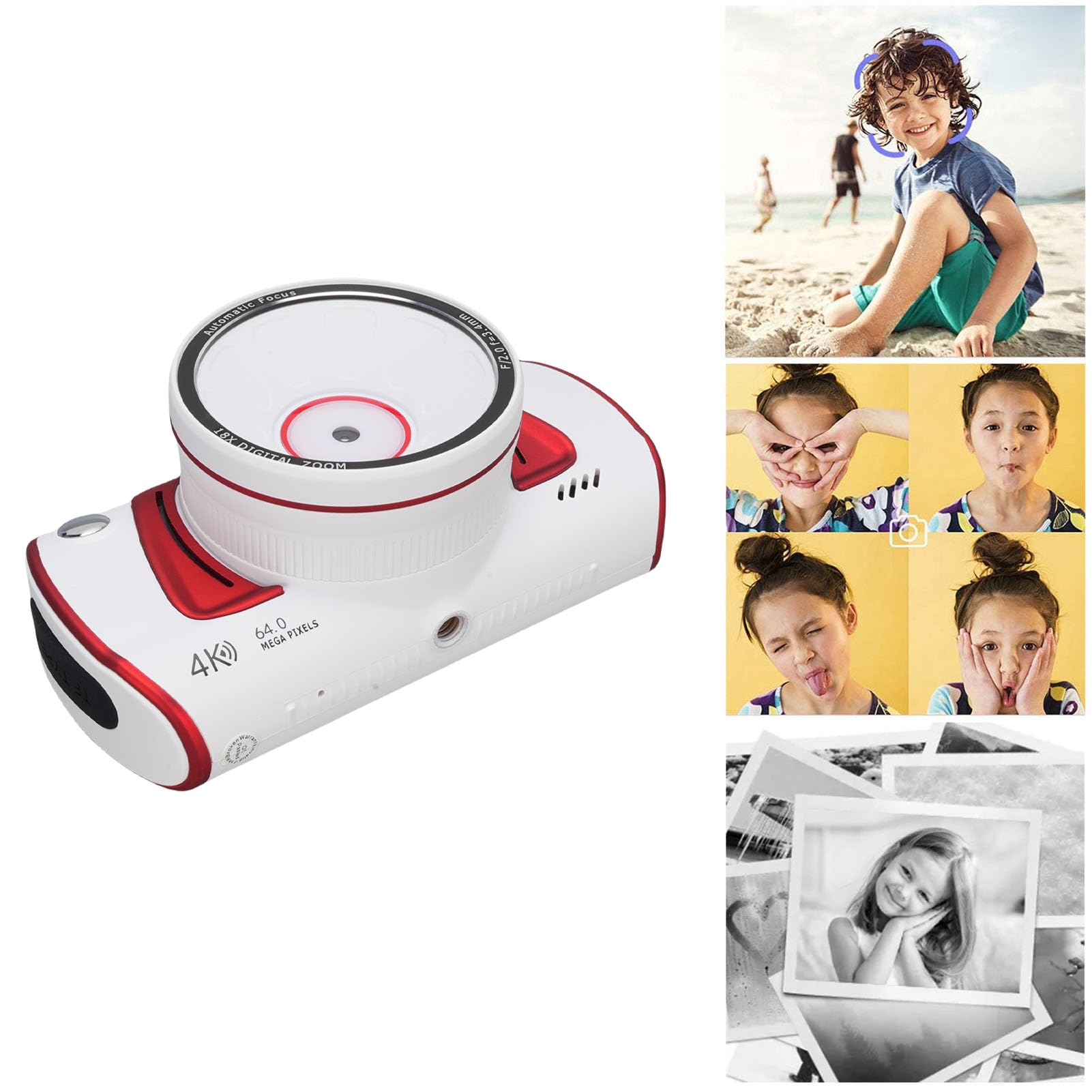 Annadue 64MP 4K Aparat Cyfrowy do Fotografii, Kamera Vlogowania z Wi -Fi, 3 -calowy Ekran Klapki, 18x Cyfrowy Zoom, Autofocus, Anty Shake, Kamera Wideo do Podróży (WHITE)
