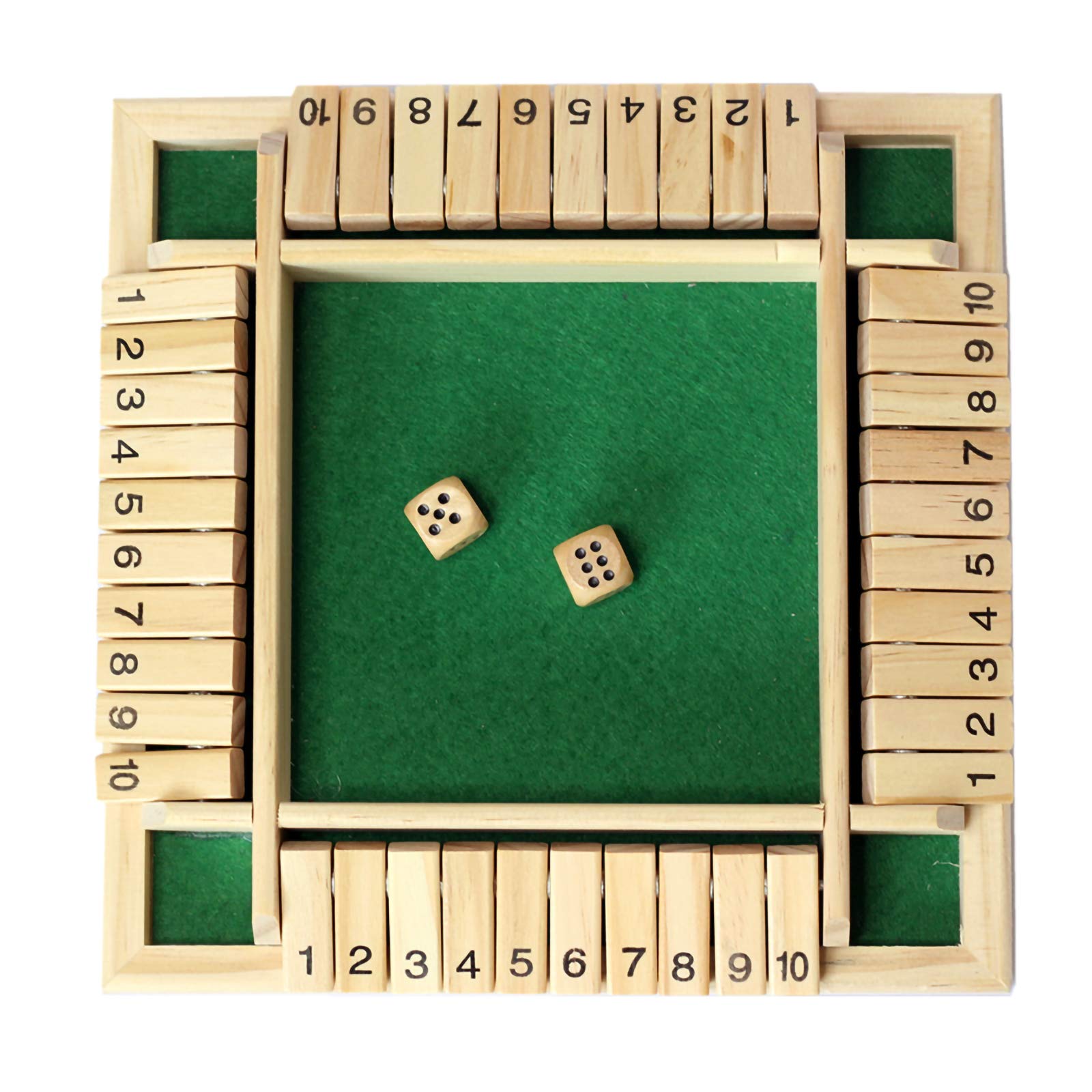 Amazon.com: Andux 4 Players Shut The Box Dice Board Game 4 Sided Large  Wooden Board Game, 2 Dice + Shut-The-Box Rules FPYX-01 : Toys & Games