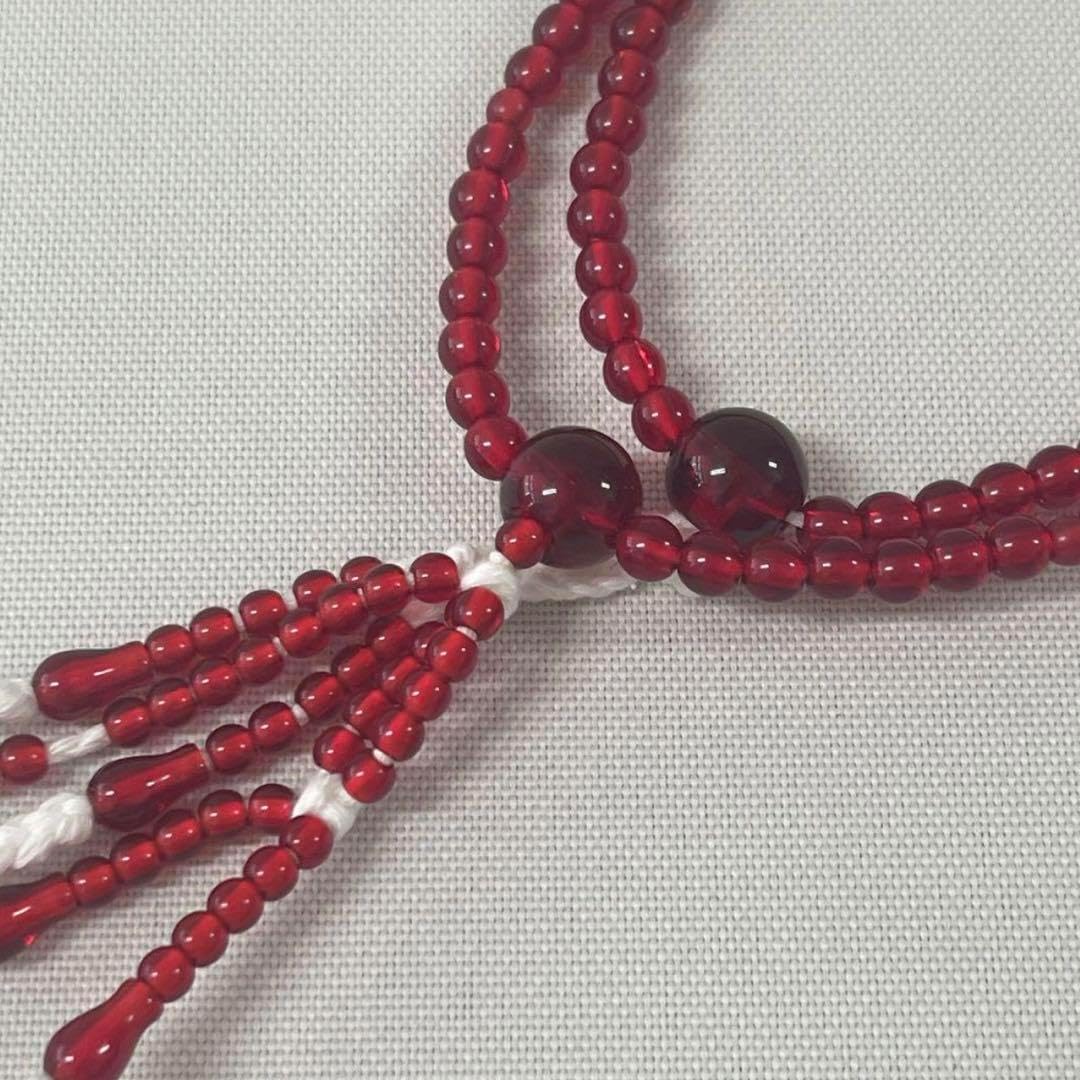 お数珠 念珠 数珠 創価学会 女性用 紅 紅水晶風 赤 仏壇 仏具k