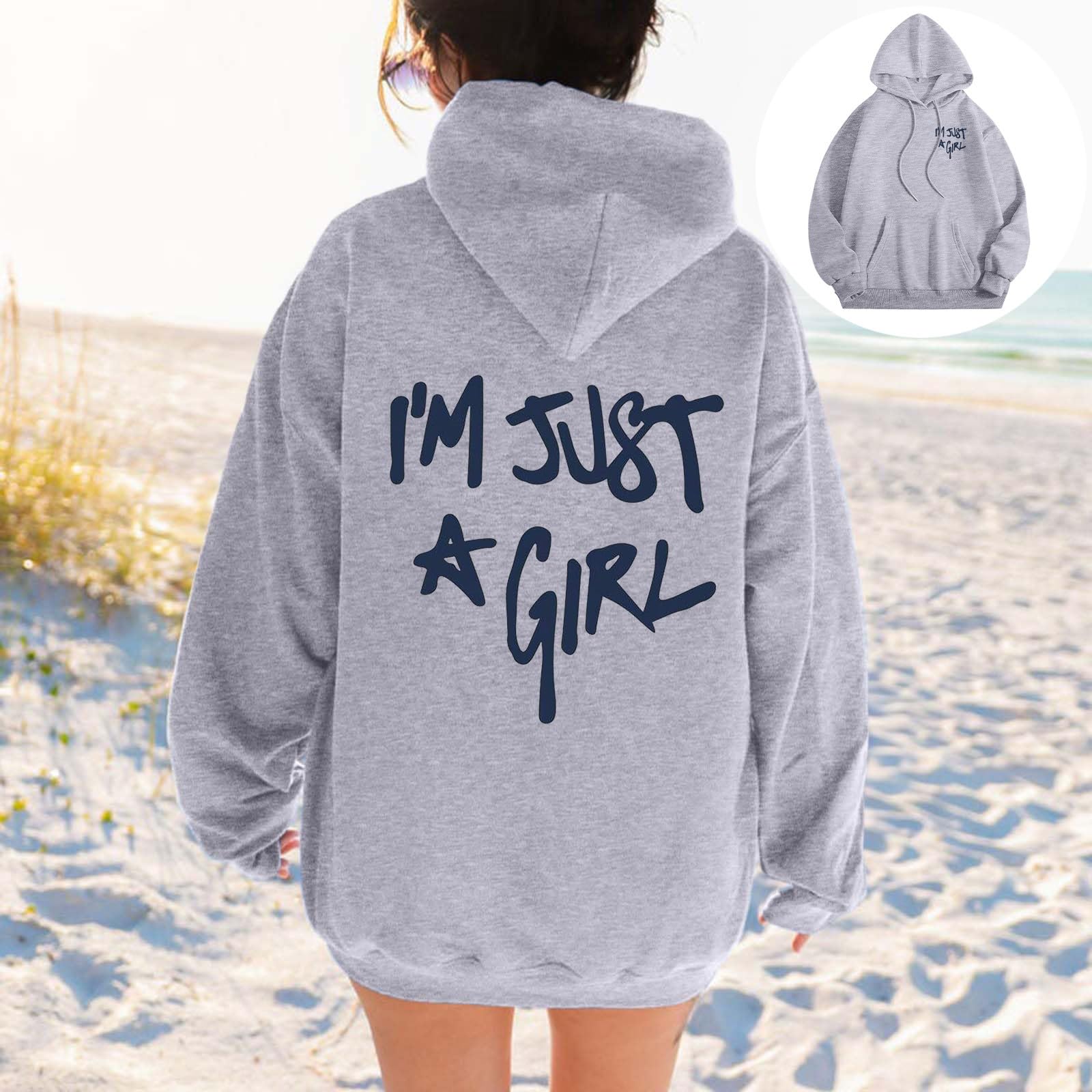 I'm Just A Girl Felpe con cappuccio da donna carine casual vestibilità ampia con cappuccio vestiti moda anime lettera grafica abiti alla moda da donna con cappuccio vestibilità ampia divertente