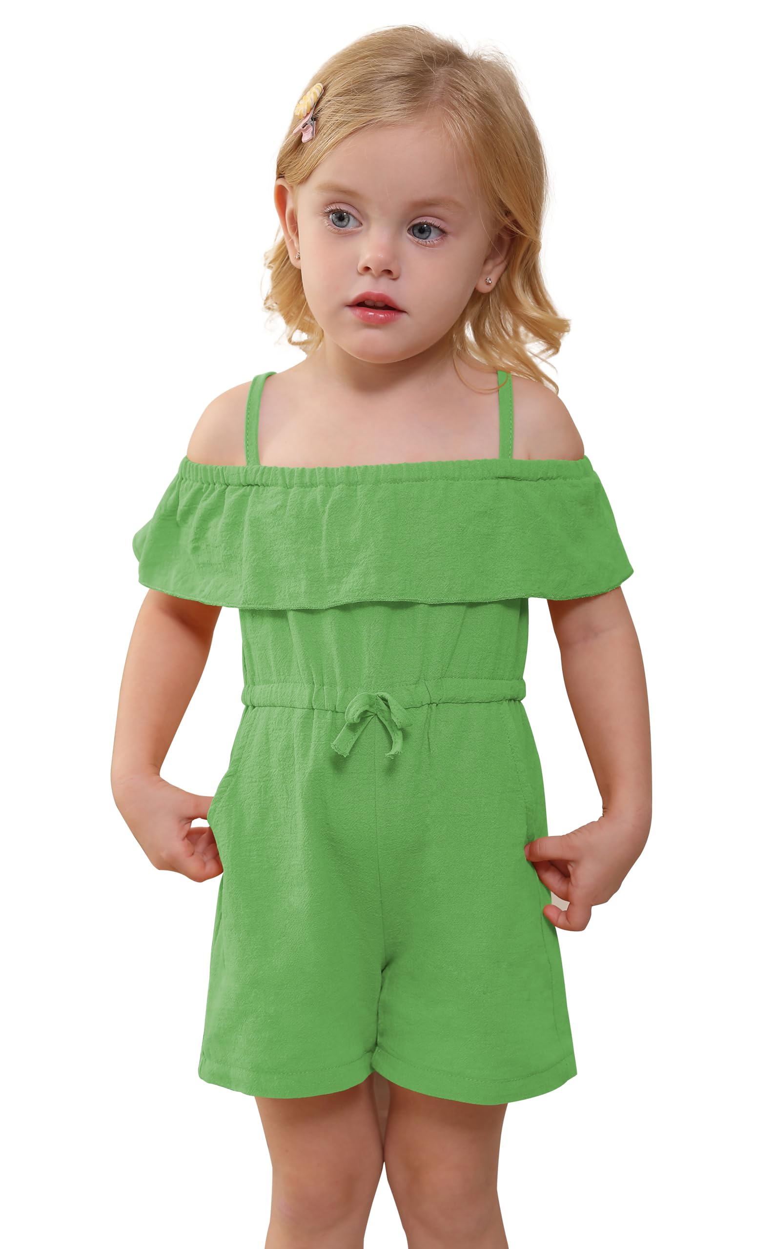 CVXV Toddler Baby Girl Cute Summer Jumpsuits for Kid Backless Harem Strap Romper Sleeveless Bodysuit 3-7Years