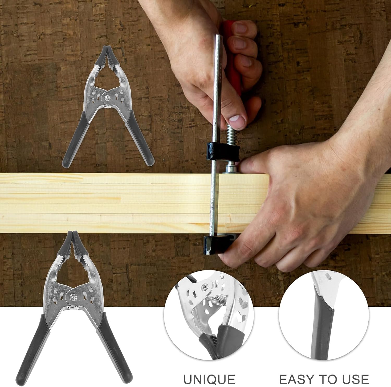 Heavy Duty Metal Spring Clamp, Carpentry Spring Clips, Woodworking Fixing Clamps for Diy, Camping, Black Metal A-shape Clip