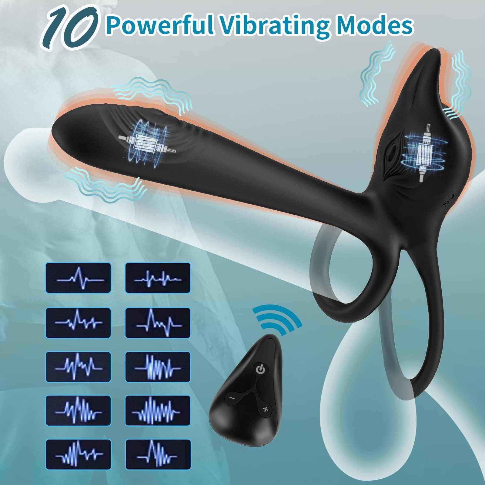 Penis Ring Vibrators, 3 In 1 Sex Toys COC Rings Male Viber For Erection Enhancing, Vibrating - View #12