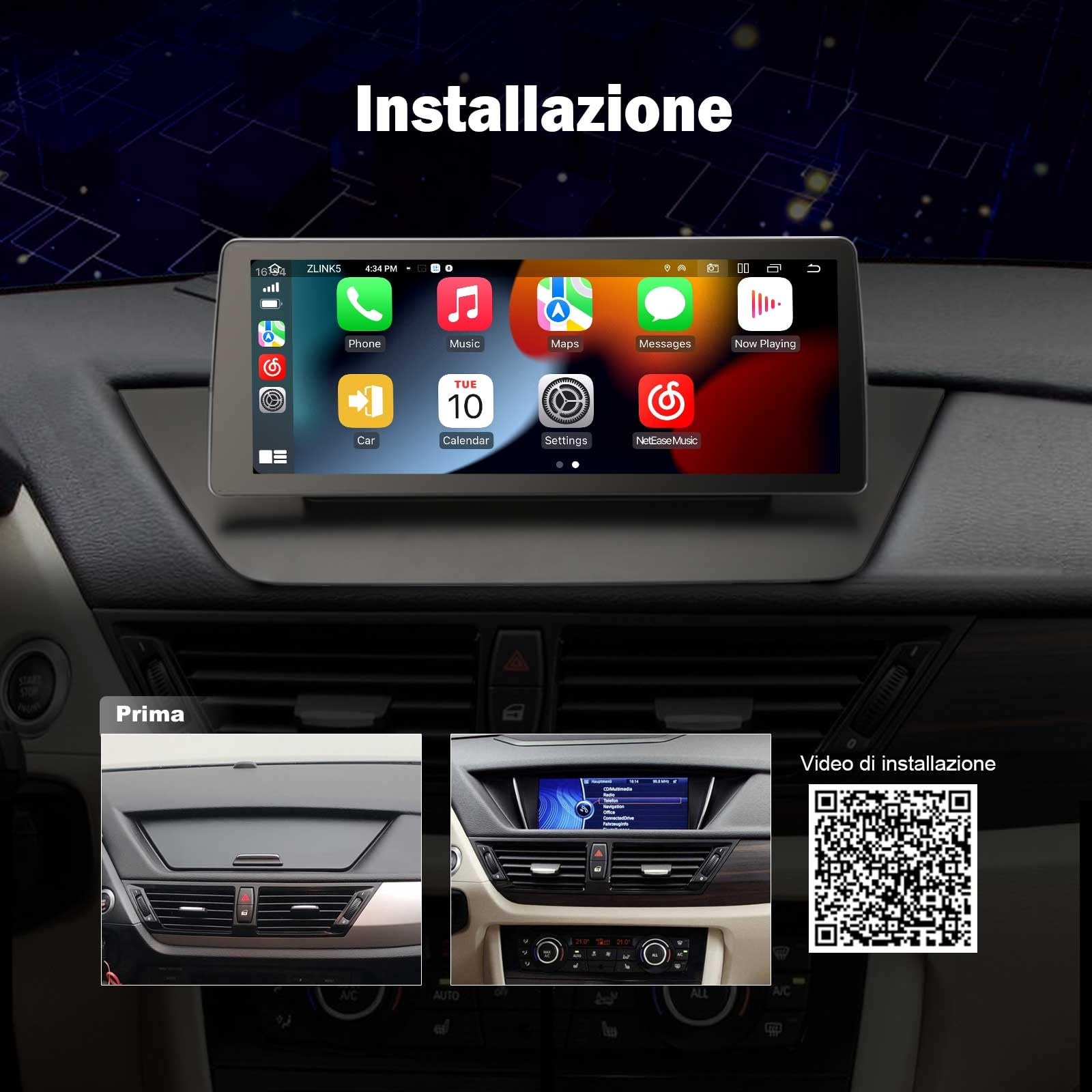Erisin 64GB 10.25" 8-Core Android 16 Autoradio Bluetooth per BMW X1 E84 CIC | Qualcomm 8-Core 4GB+64GB Supporta Wireless CarPlay Android Auto GPS Navigatore IPS iDrive OEM WiFi 4G DAB+ Canbus DSP DVR USB