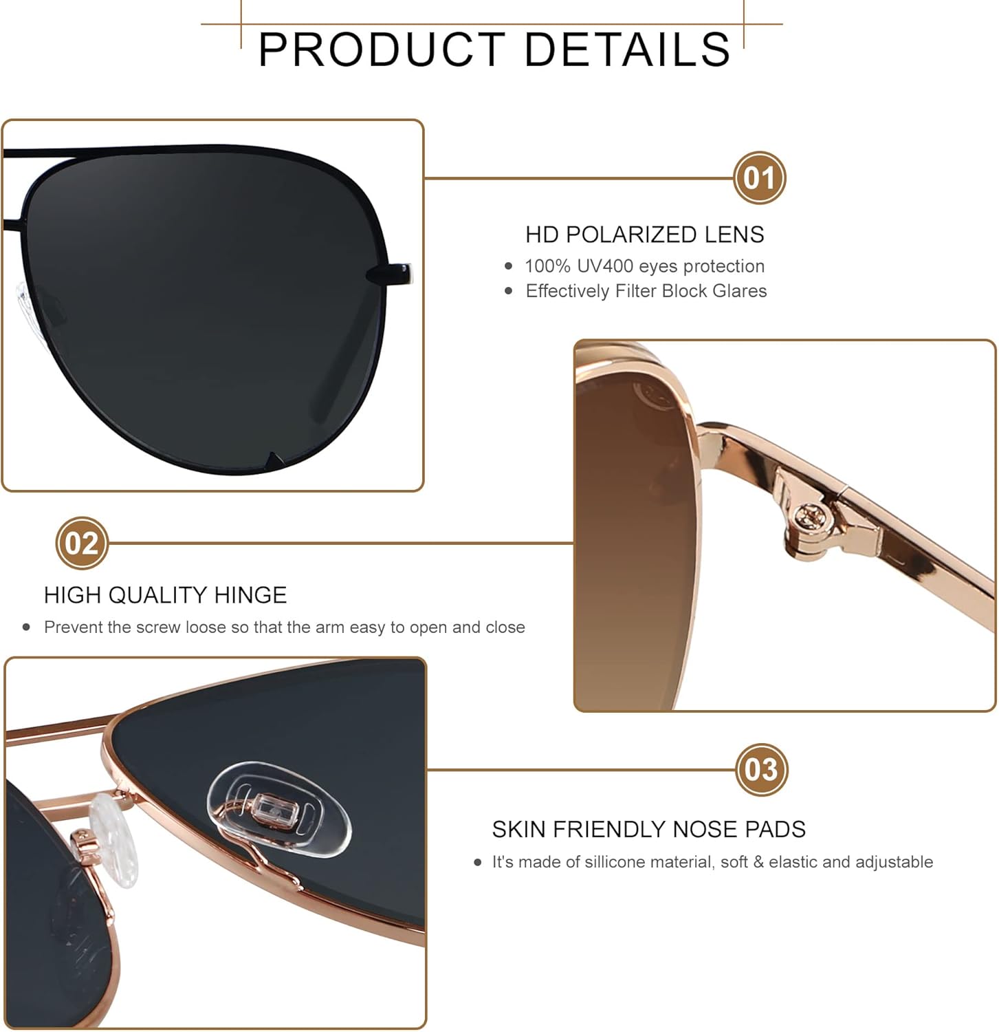ANDWOOD Oversized Aviator Sunglasses for Women Men Big Large UV Protection Fashion Sun glasses - Image 5