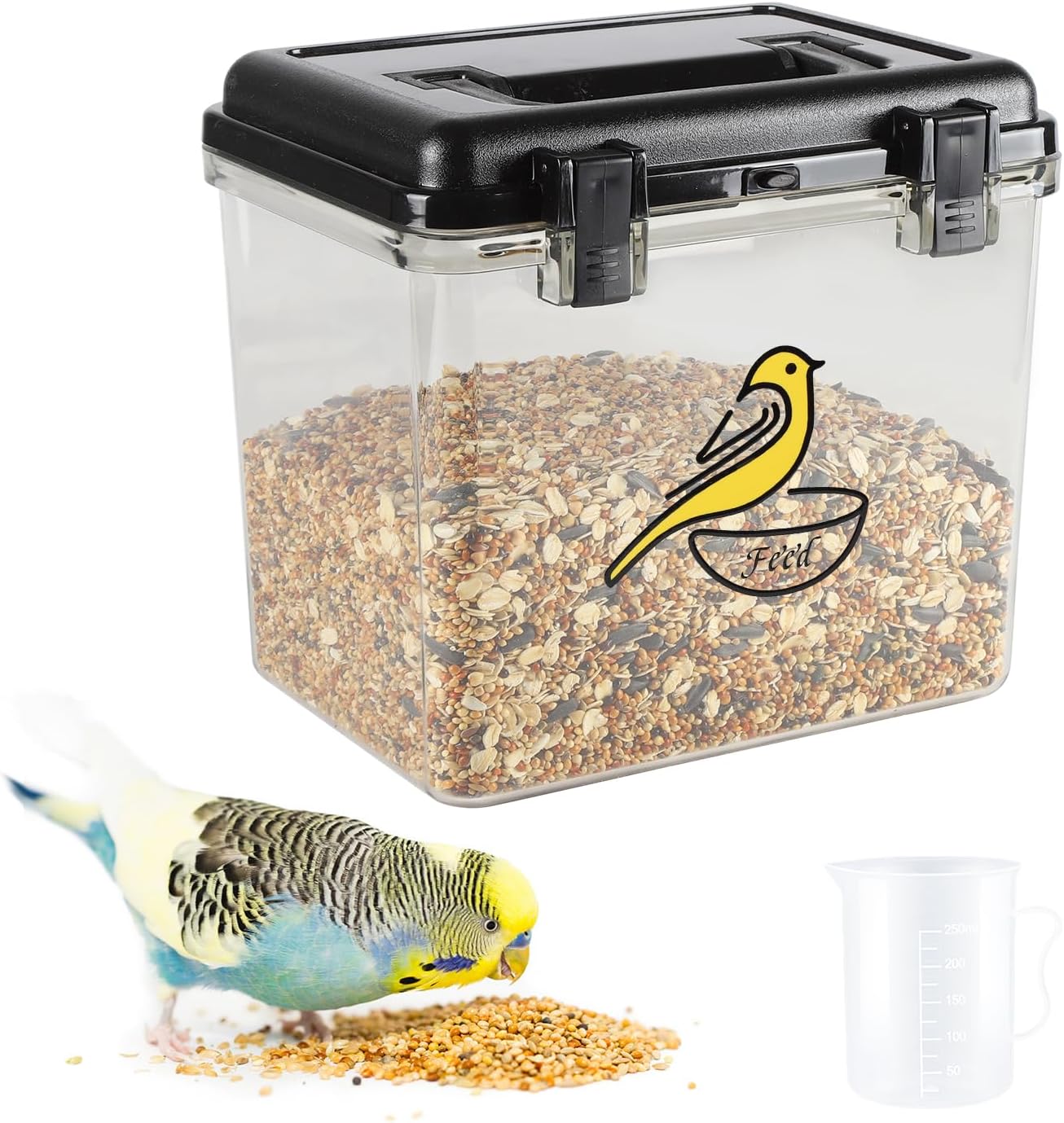 Bird Seed Storage Container,Airtight Bird Food Container-5.2L,Birds Seed Containers with Scoop,Pet Food Storage Containers for Wild Birds Seeds Dispenser Storing Sunflower Seeds