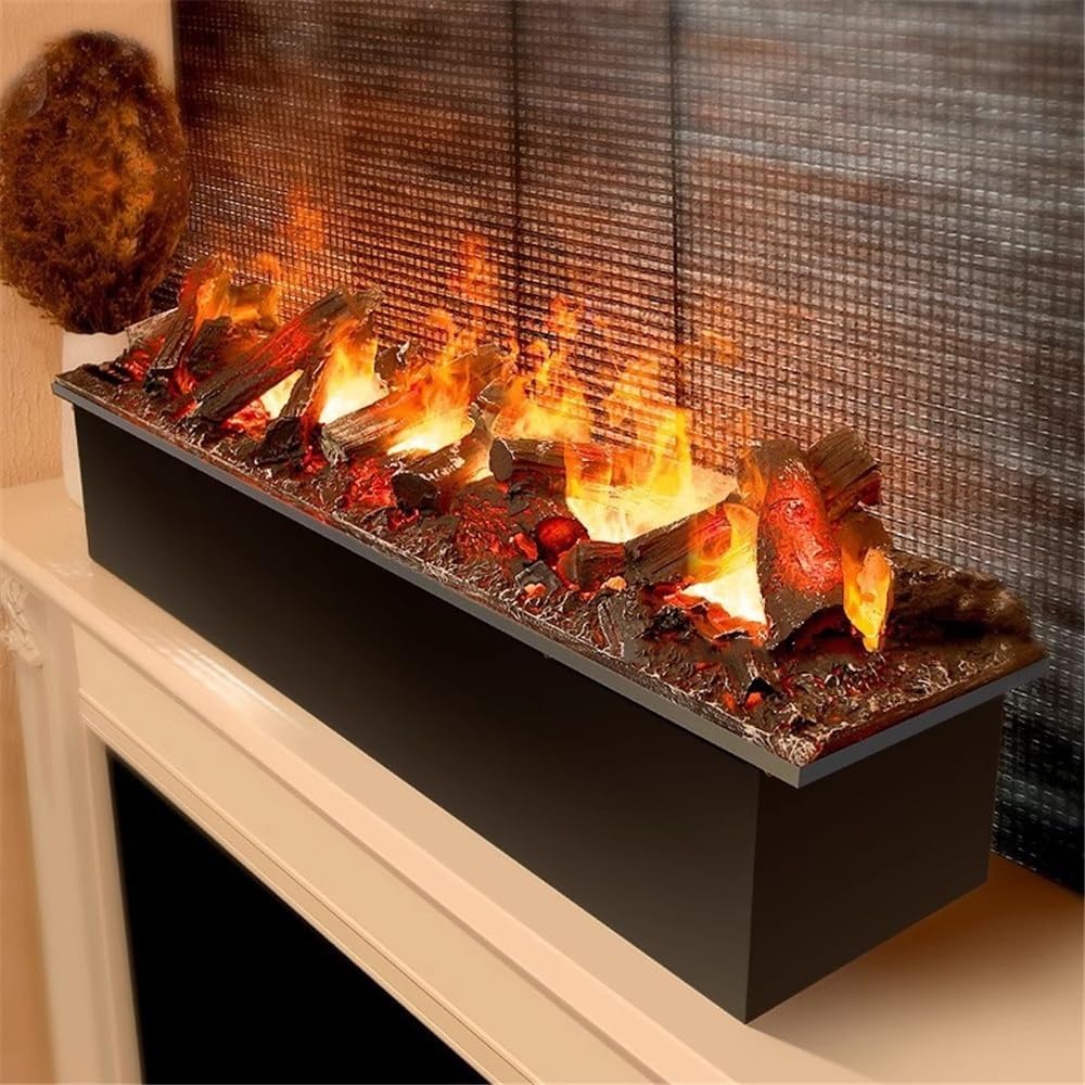 Electric Fireplace Stove 3D Simulation Charcoal Water Vapor Fireplace Recessed Atomizing Fireplace, Flame Adjustment, Remote Control Decorative Fireplace(XL)