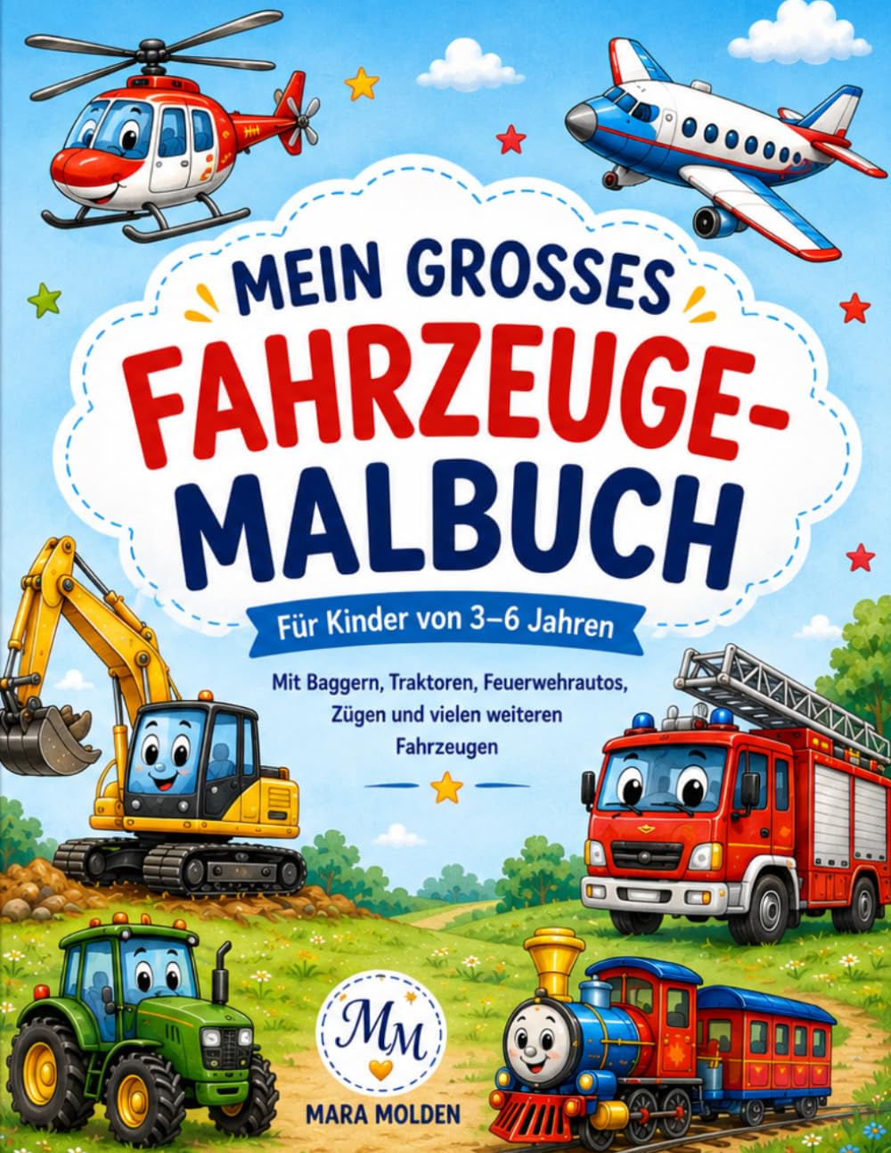 Mein großes Fahrzeuge-Malbuch: für Jungen