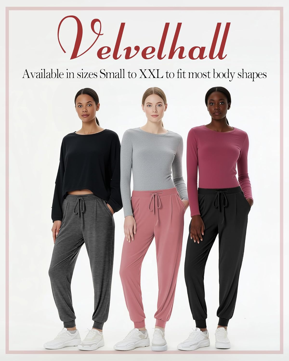 3 Pack Women's Yoga Joggers Pants, Drawstring Running Sweatpants with Pockets Lightweight Workout Lounge Pants - Image 5