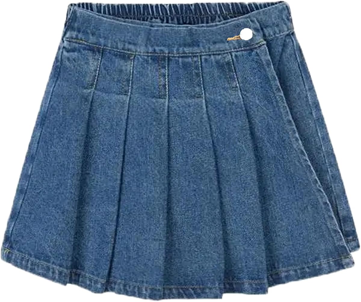 Girls Denim Skirt Summer Vintage Pleated Kids Skirt Shorts Children Uniform Skirt Jeans Skorts