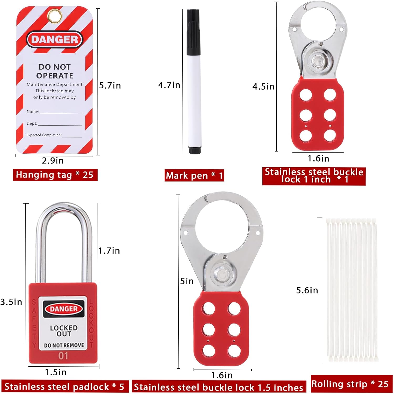 Lockout Tagout Station with Loto Devices, 5 Pack Safety Lock Set, Lockout Tagout Station Safety Kit Electrical Loto Devices, 25 Do Not Operate Tags