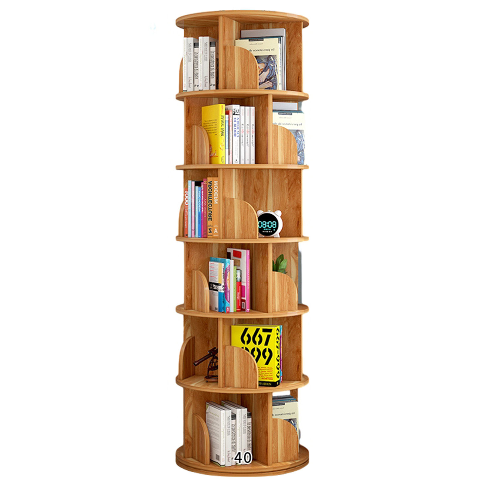 Scaffale girevole a 360 ° ad angolo per libreria a torre da