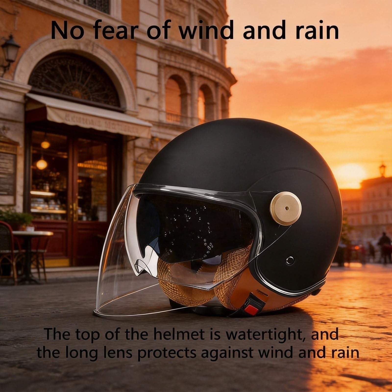 Kask Motocyklowy Jet ECE 22.06 Retro 3/4 dla Kobiet Mężczyzn Skuter Kask Otwarty z Podwójną Szybą Mikrometryczne Zapięcie 7-Stopniowe Skrzydła Płomienie Różowy Czerwony