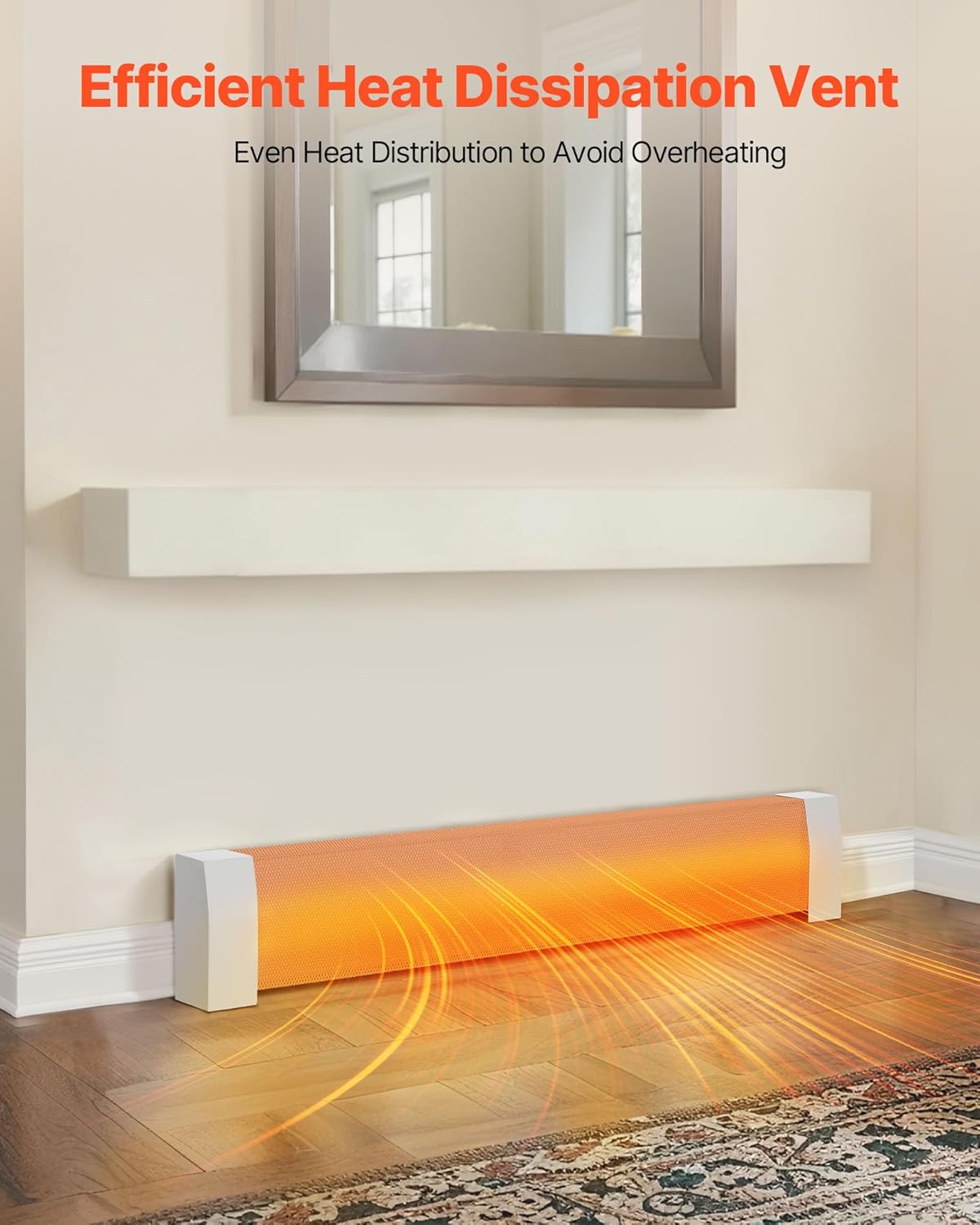VEVOR Baseboard Heater Covers, Premium Series 4 ft Standard Electric Heating Unit Front Cover for Home Improvement, Heavy-duty Steel, Easy Installation for Bedroom Replacing Old Cover, White