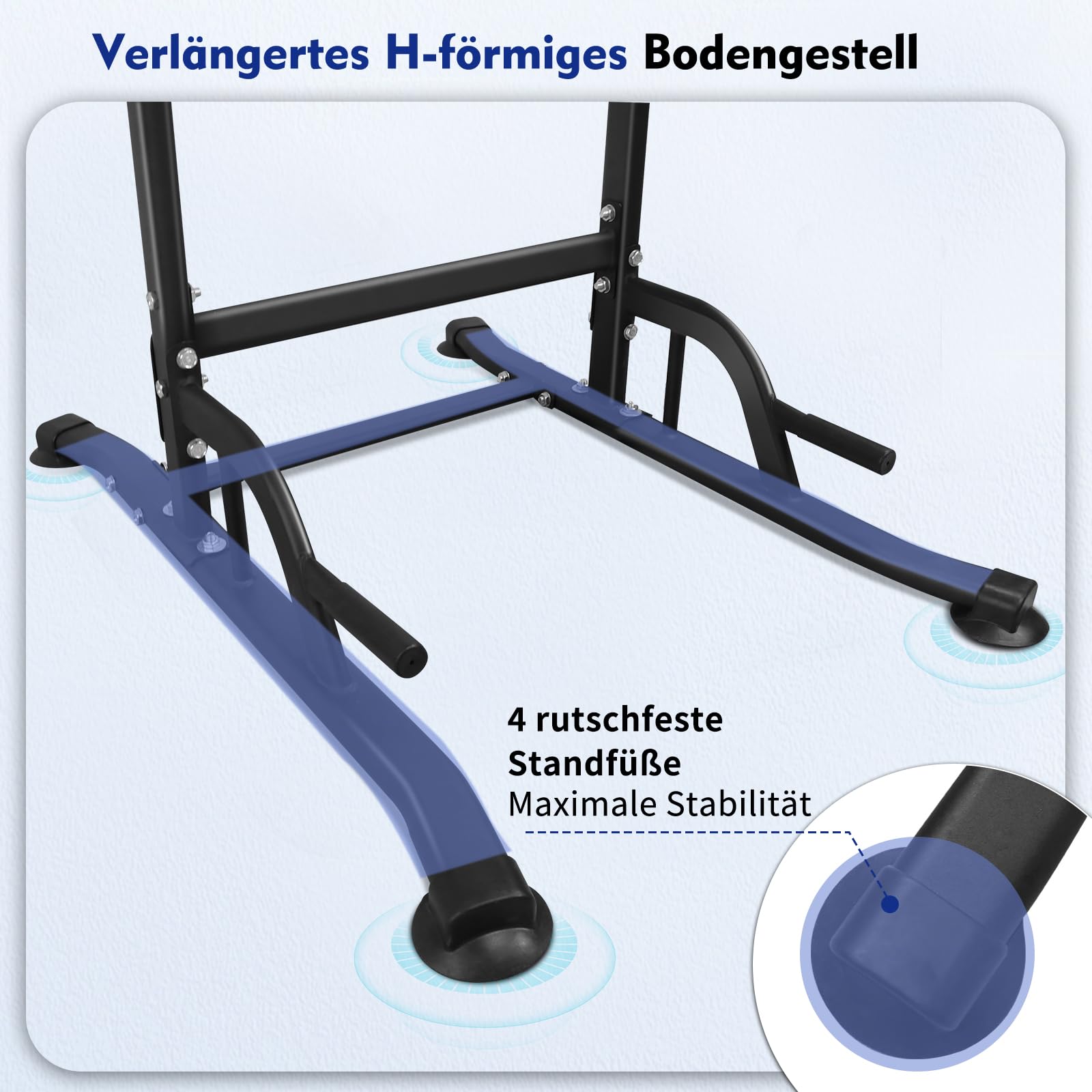 DH FitLife Power Tower Dip Station | Sport Geräte mit Klimmzugstange, Dip Barren u. Rückentrainer | Kraftstation Kraftturm | Fitness Station | Power Rack for Home Gym | Krafttraining für Zuhause