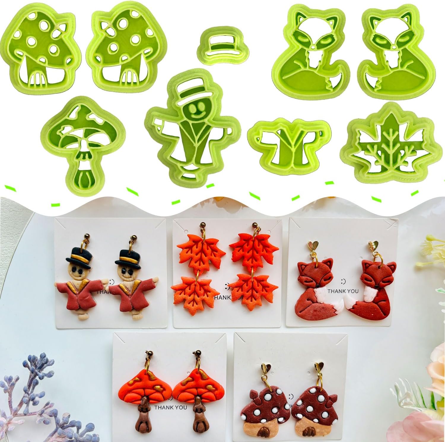 9pcs Fall Polymer Clay Cutter Sets, Clay Cutters for Clay Jewelry, Clay Cutters for Earrings Square, Jewelry Earrings Making