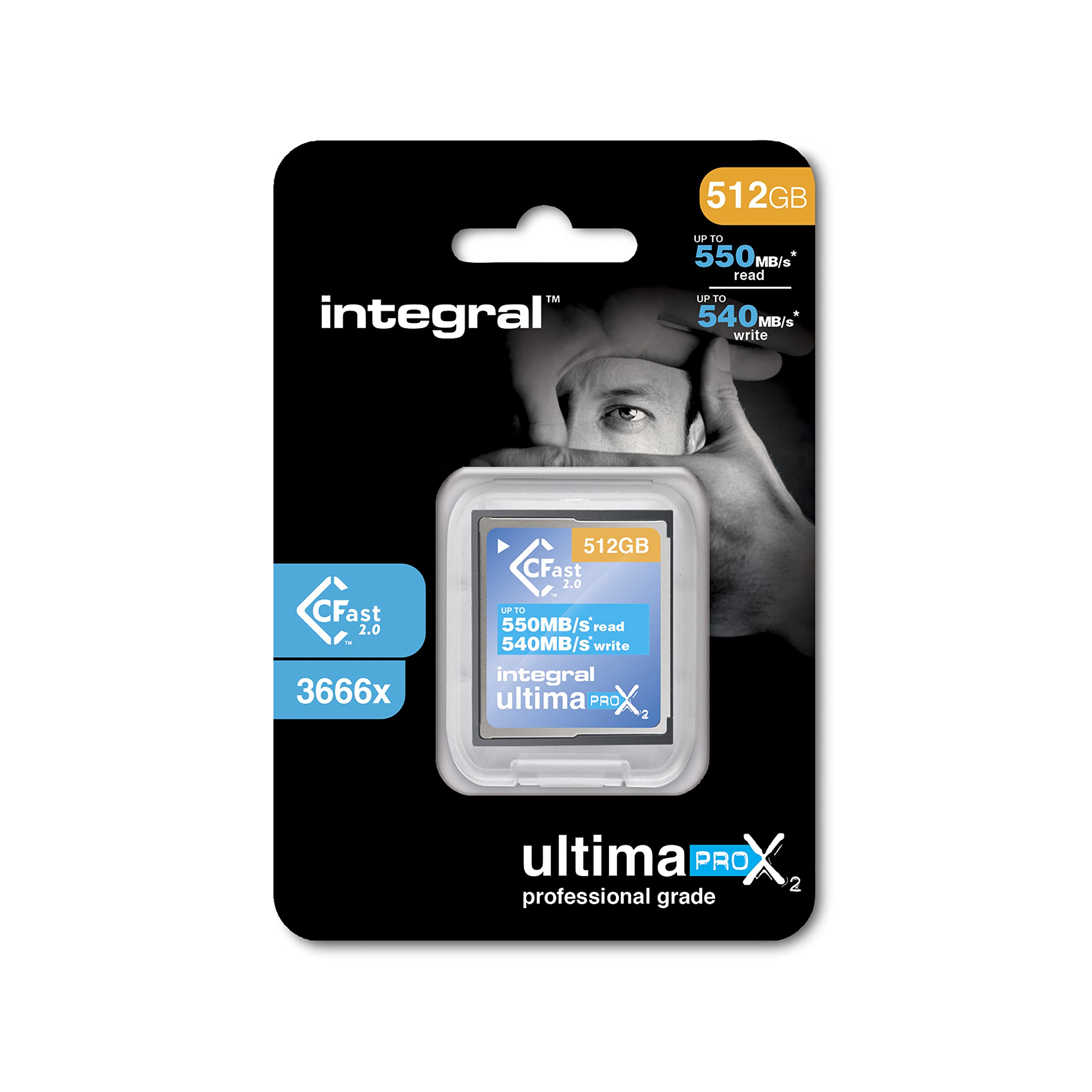 Integral 512GB CFast Card 2.0 High Performance mit Einer Lesegeschwindigkeit von bis zu 550MB/s und Einer Schreibgeschwindigkeit von bis zu 540MB/s