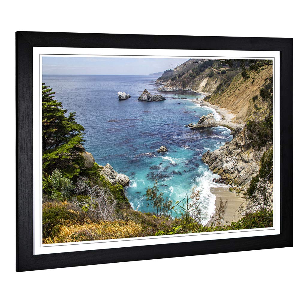 Big Box Art Framed Print of Landscape & Seascape Big Sur California (1) Design | Wall Art Picture | Home Decor for Kitchen, Living Room, Bedroom, Hallway, Black, A2 / 24.5x18 Inch / 62x45cm
