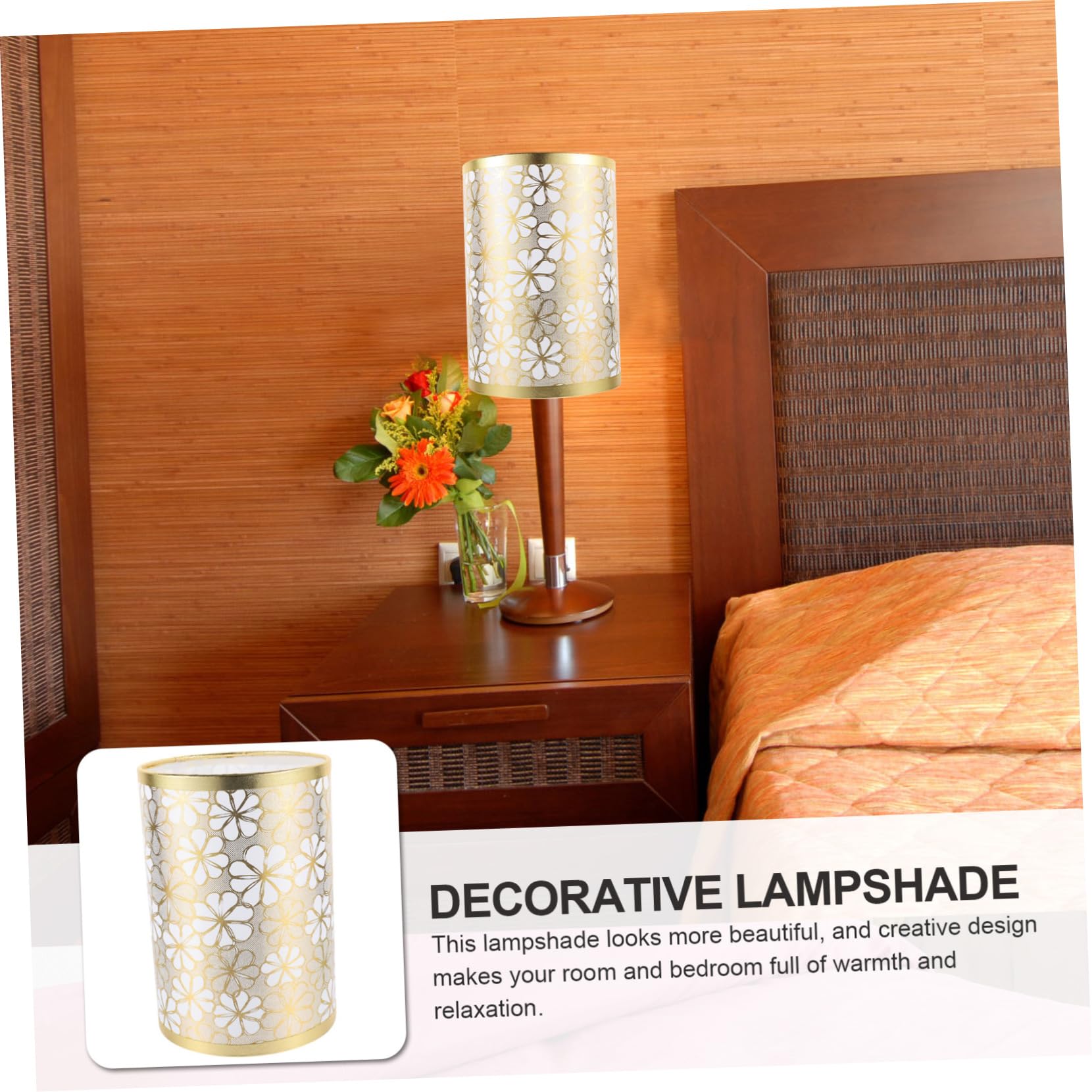 Mikikit Flower Lamp Shade Cover 5.51 Inch Table Lamp Shade Replacement Fabric Lampshade for Indoor Lighting with Simple Floral Design Easy Installation - Image 4