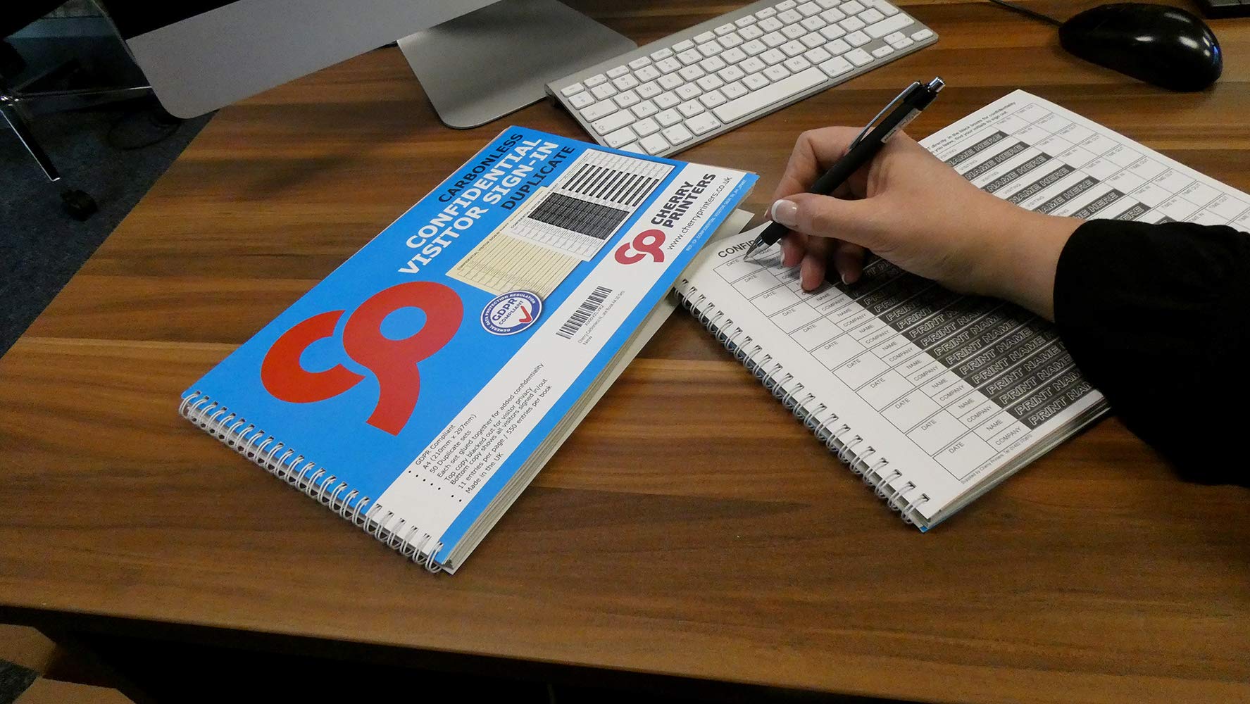 Cherry Printers Carbonless NCR Visitor Sign in Duplicate Wiro Book A4 50 Set