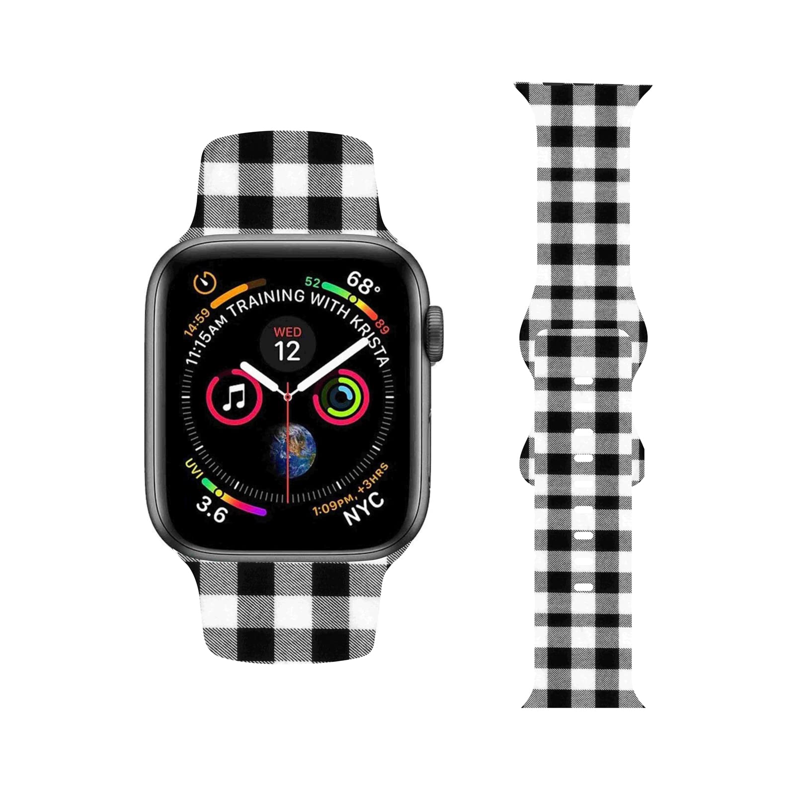 HYHMXB Chic Plaid Grain Bands Compatible with Apple Watch 38mm 40 mm 41mm M/L, Character Stylish Art Fresh Soft Silicone Wristband Strap for Girls Women iWatch SE & Series 7/6/5/4/3/2/1 (Item 7)