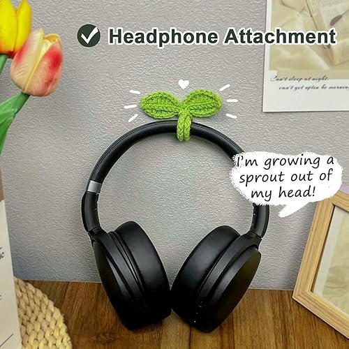 Miniatura 2 de Krinisou Marcapáginas Crochet Sprout, 4 marcas de libros de hojas de plantas, accesorios únicos para auriculares, accesorio de auriculares, lazo