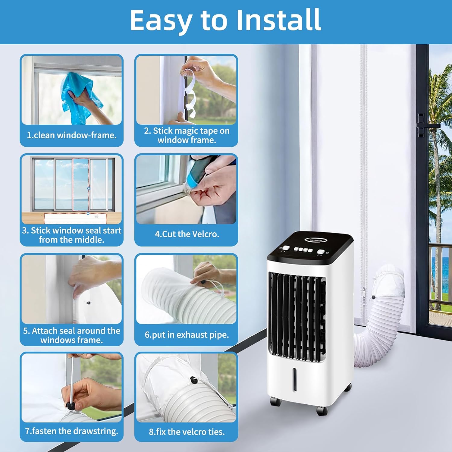 Universal Sliding Door Seal Kit for Portable Air Conditioner & Dryer, 100% Sealing Dual Hose AC Door Vent Seal, Adjustable Weatherproof Door Sealing Kit, Fit 48 x 95 Inch Sliding Door