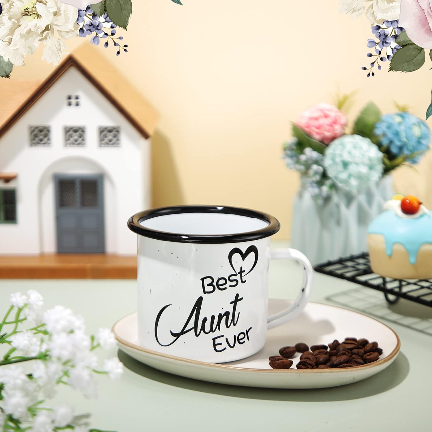 Best Aunt Uncle Ever Coffee Mug Gifts from Niece, Nephew, 12 oz Enamel Travel Cup with Handle, Couple Gift for Mother's Day Birthday Valentine(Best Aunt Ever) - Image 6
