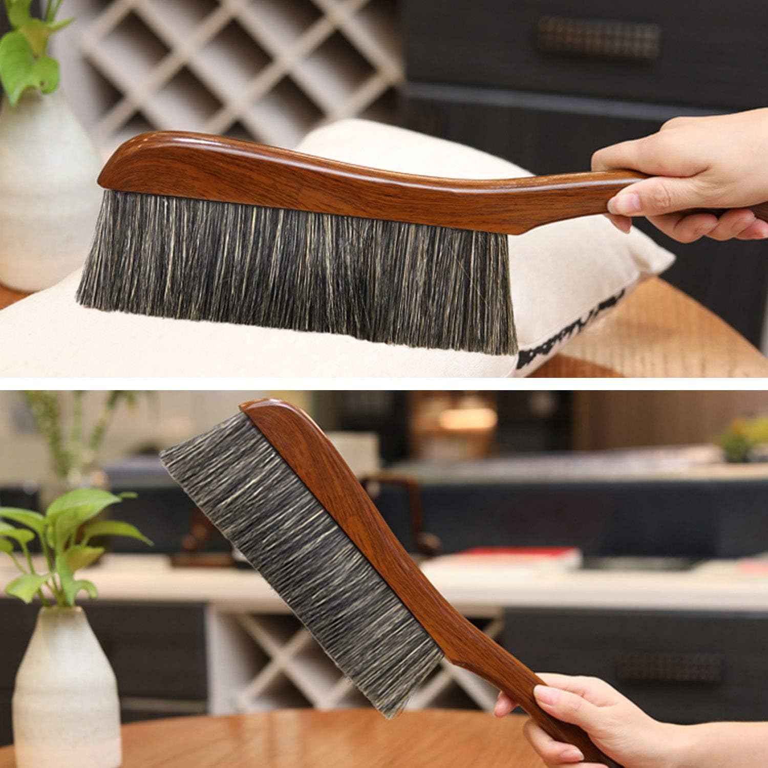 PHILSKY Soft Bristles Hand Broom Cleaning Brushes Counter Dusters with Wooden Handle for Cleaning Home Furniture,Bed,Sofa,Counter,Car,Office,Garden,Drafting,Hotel,15 Inches Length : Health & Household