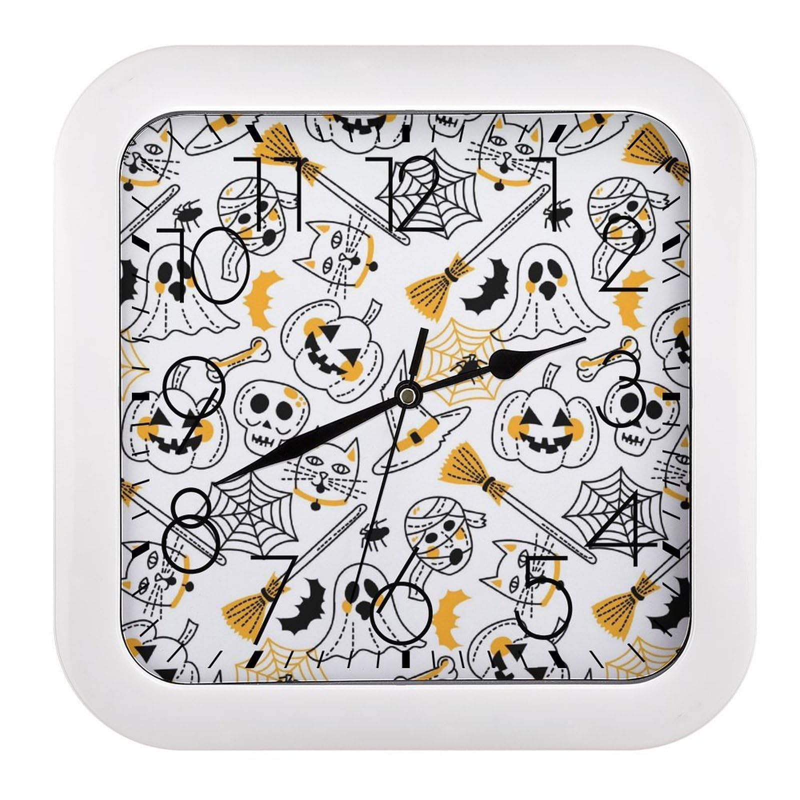 LZQPOEAS Bat Ghost Wall Clock Fashionable Versatile Silent Wall Clock Simple Elegant Non Ticking Analog Clocks Easy to Install Square Modern Clocks for Home Decoration
