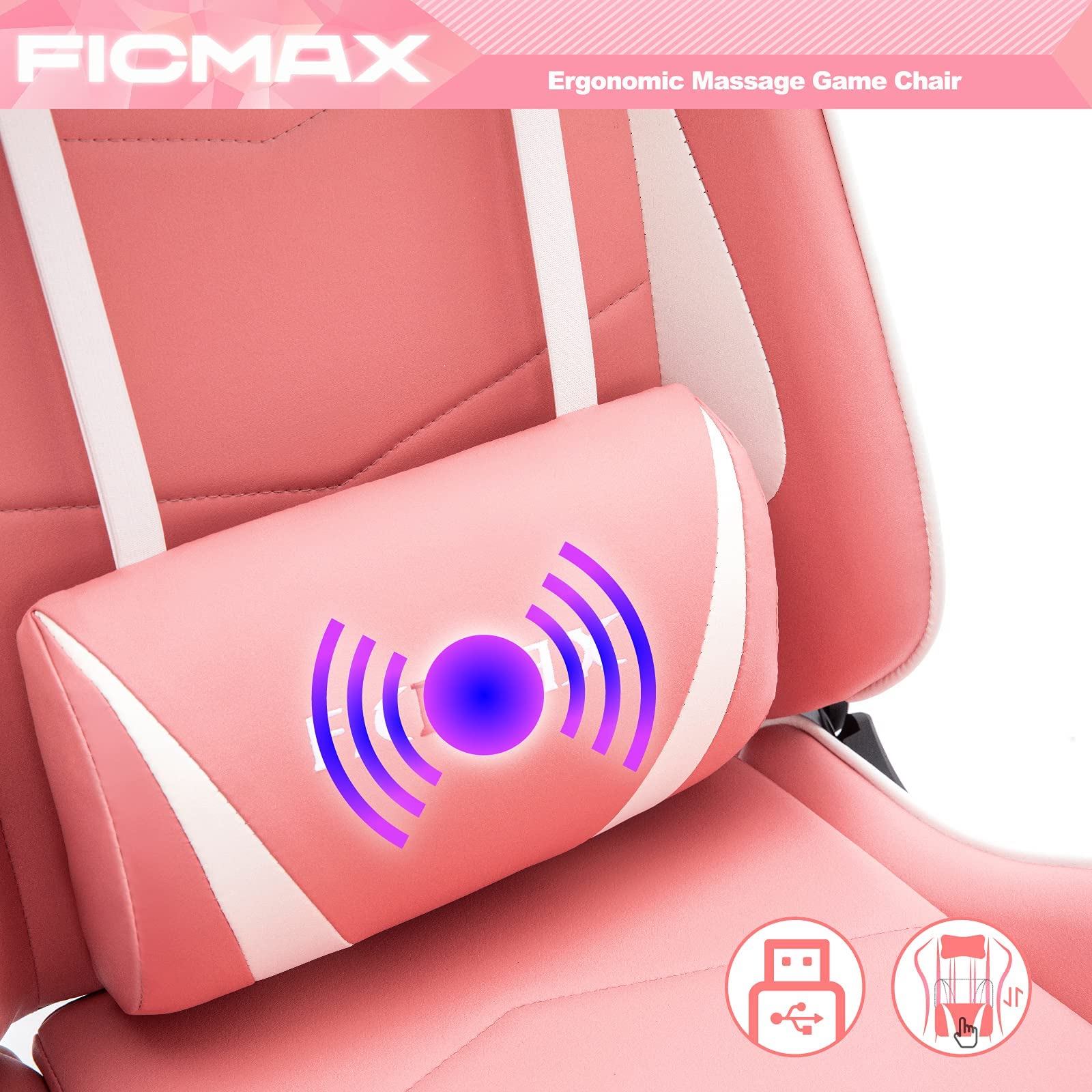 Buy Ficmax Gaming Chair with Footrest, Massage Ergonomic Office Chairs