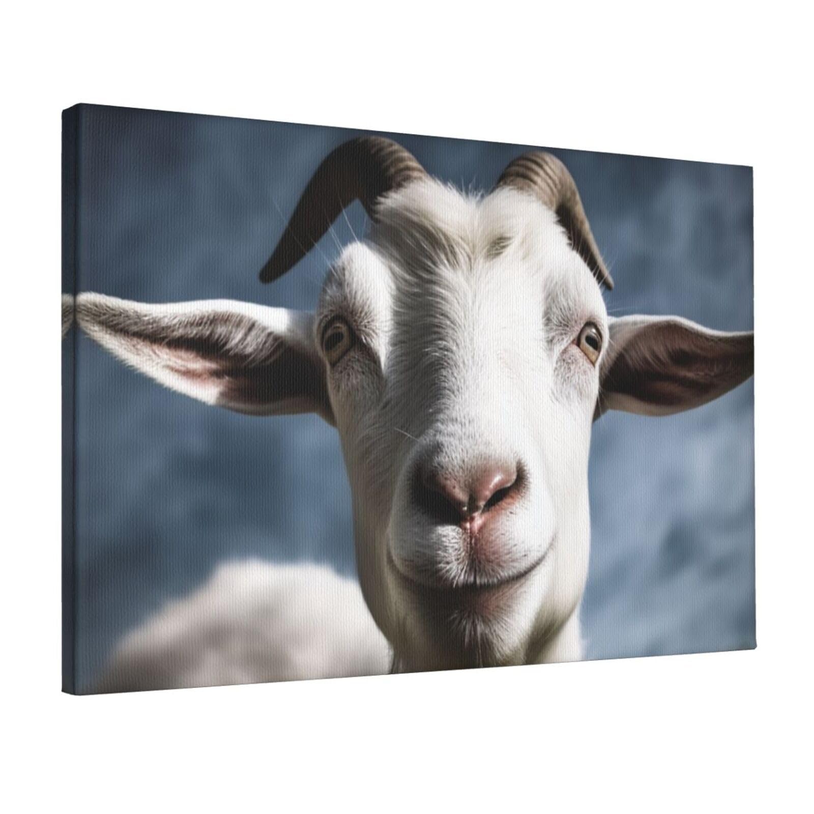 Canvas Wall Art for Living Room Wall Decor 12"x18" Modern Artwork Painting Pictures Hanging Canvas Prints Goat Aesthetic Wall Art for Bedroom Bathroom Office Wallart Decor