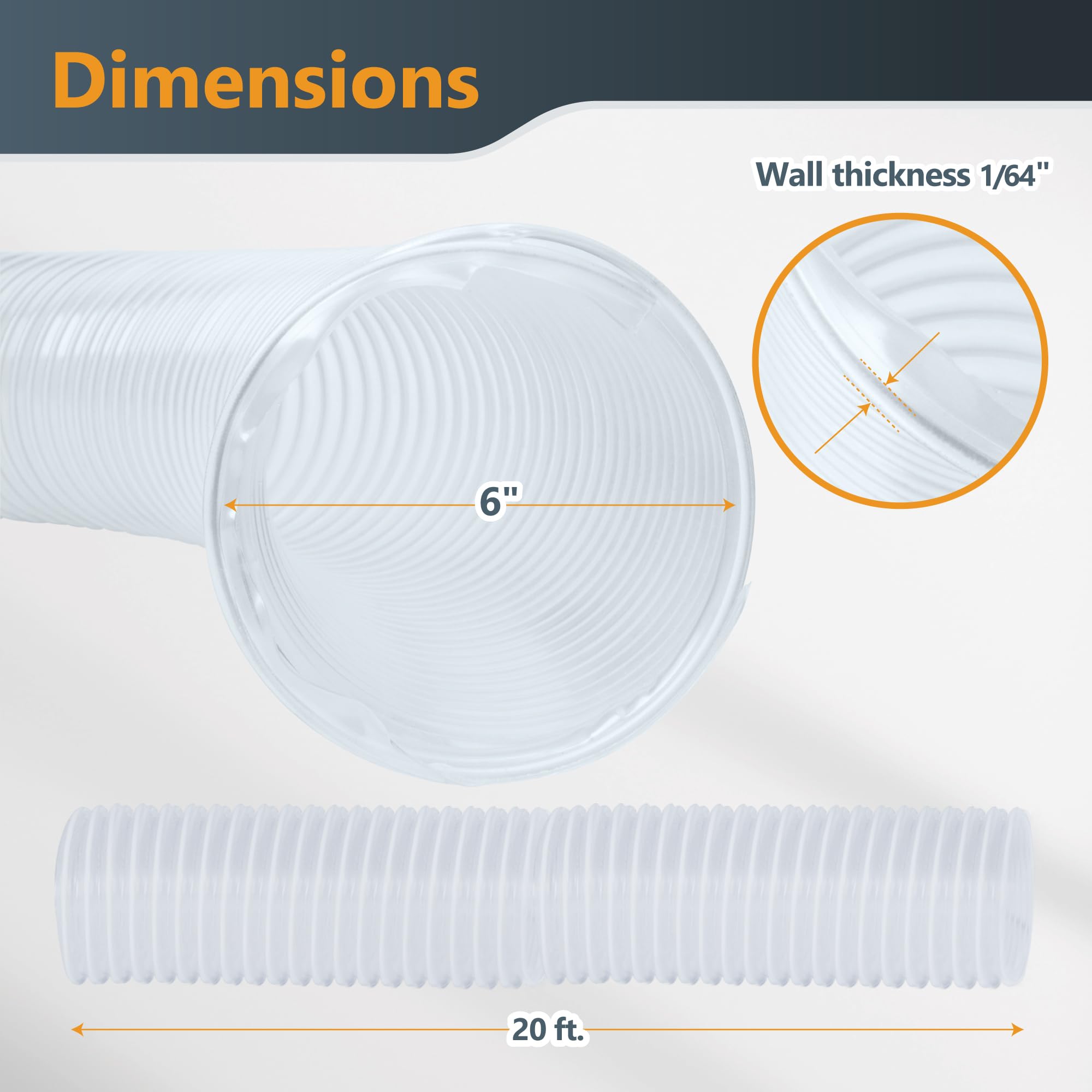 POWERTEC Clear 70267 - Recolección de polvo (6 pulgadas x 20 pies) | Manguera de PVC resistente de visión flexible