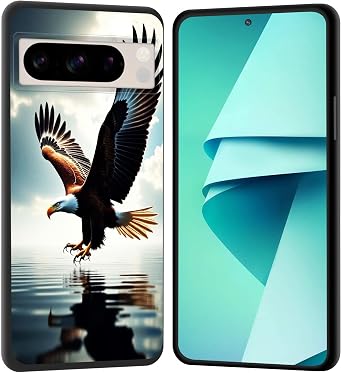 for Pixel 9 Pro Case,Soft Silicone Rubber Bumper Case Shockproof Full-Body Protective Case Cover for Google Pixel 9 Pro,Bald Eagle in Flight
