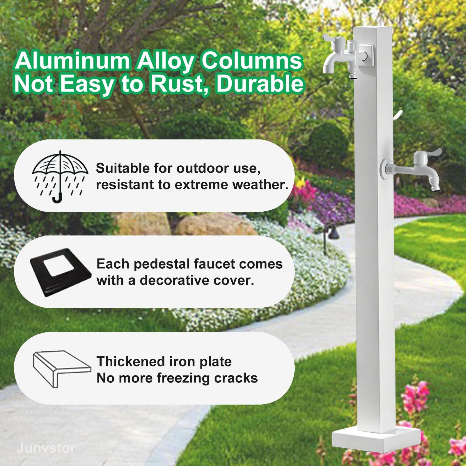 Hidrante De Jardín Blanco Vertical, Grifo Exterior A Prueba De Congelación, Columna De Agua con Manguera, Grifo Exterior para Patio, Jardín, Césped, Riego Y Beber(Estilo 1,Height: 95cm/37.4in)