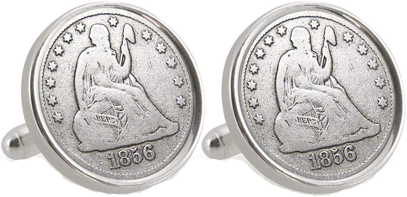 American Coin Treasures 1856 Sterling Silver Dime Cuff Links