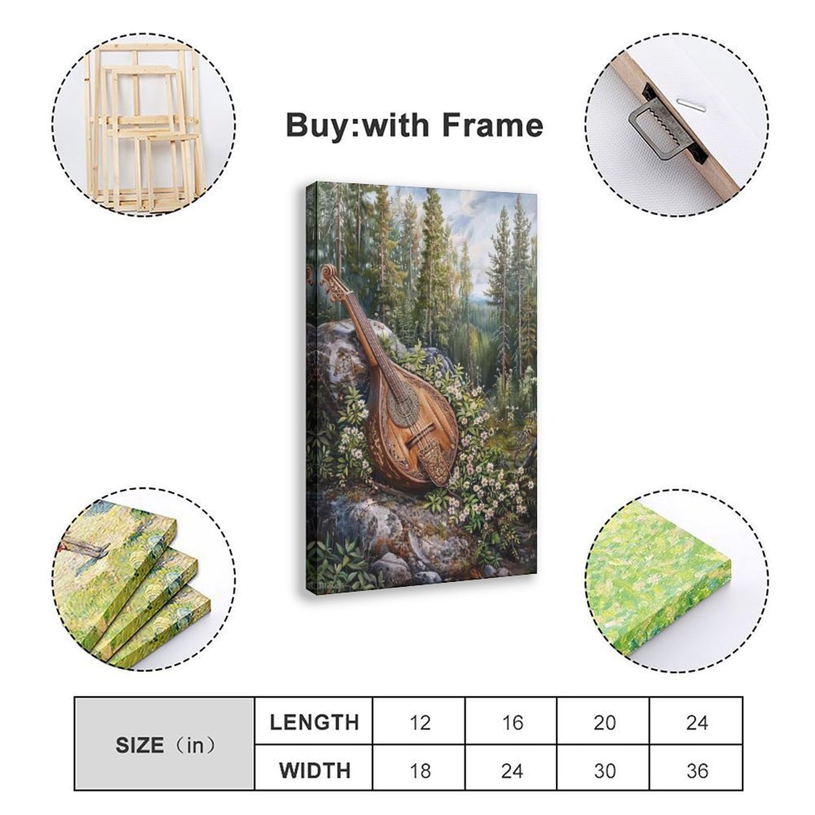 Stampa artistica su tela di Kantele finlandese, con musica folk, decorazione per camera da letto, ufficio, camera da letto, regalo, 40 x 60 cm