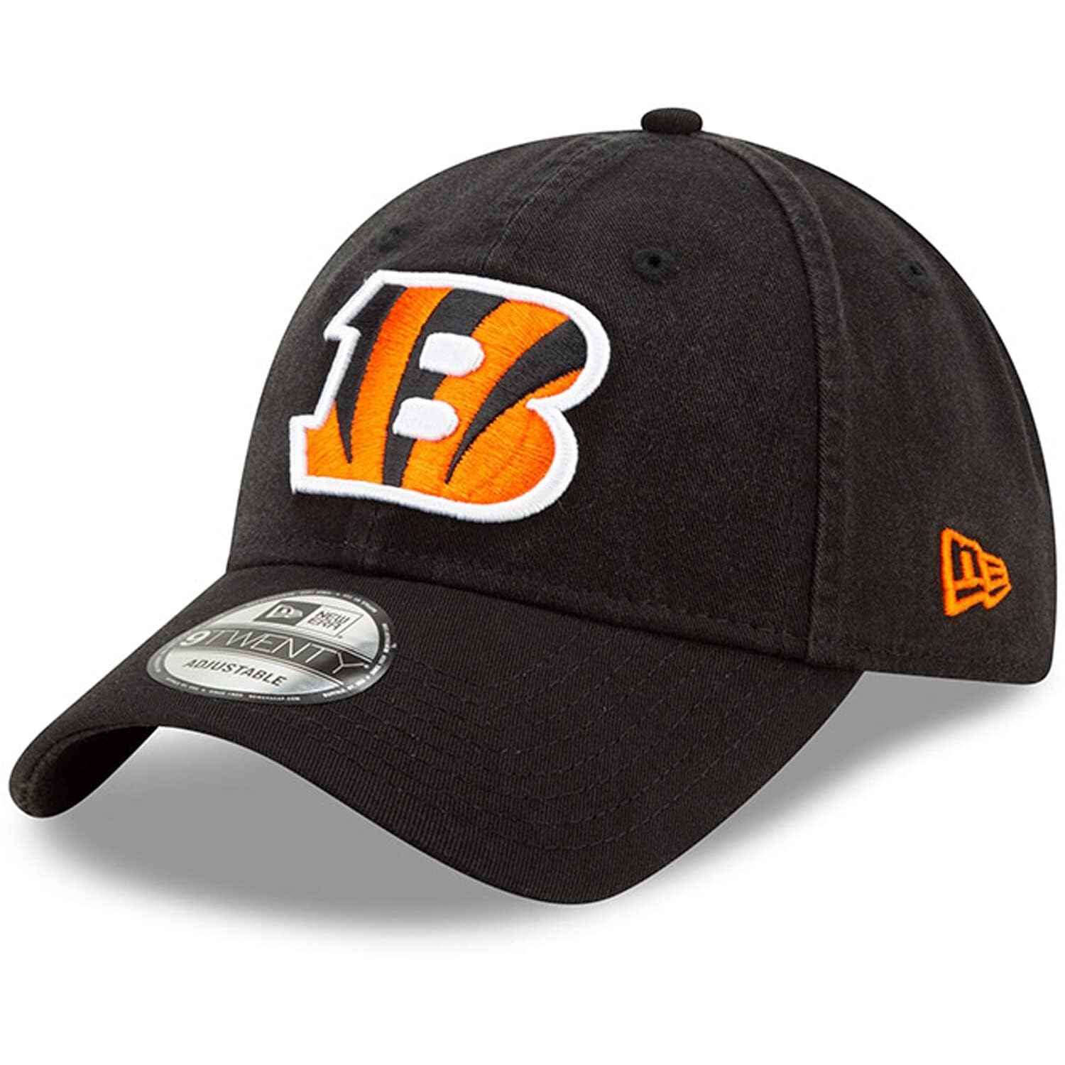 New Era NFL Core Classic 9TWENTY Team Color Adjustable Hat Cap One Size Fits All, Cincinnati Bengals Black, One size