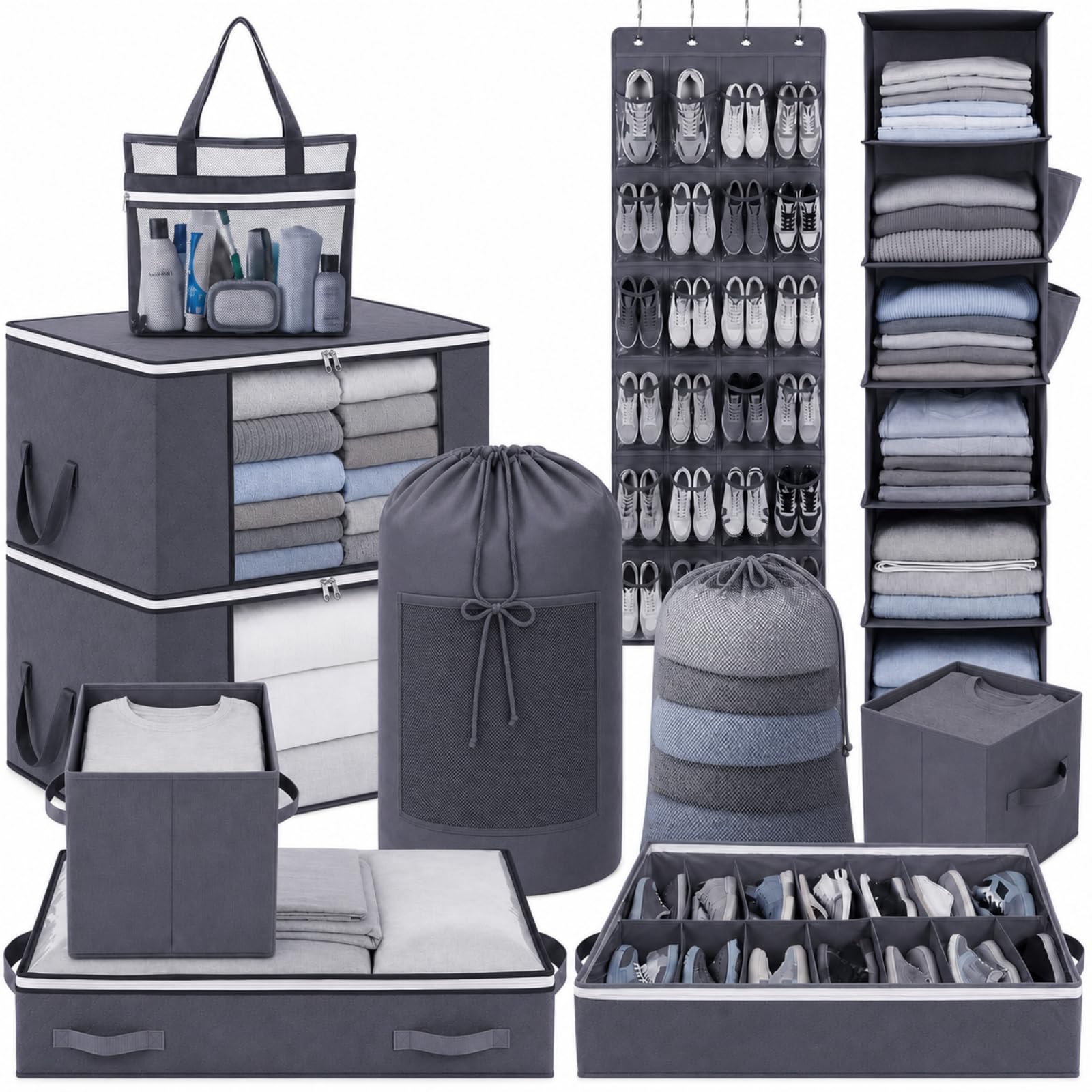 Photo 1 of Briwooody 11 Pcs Dorm Storage Set - Gray