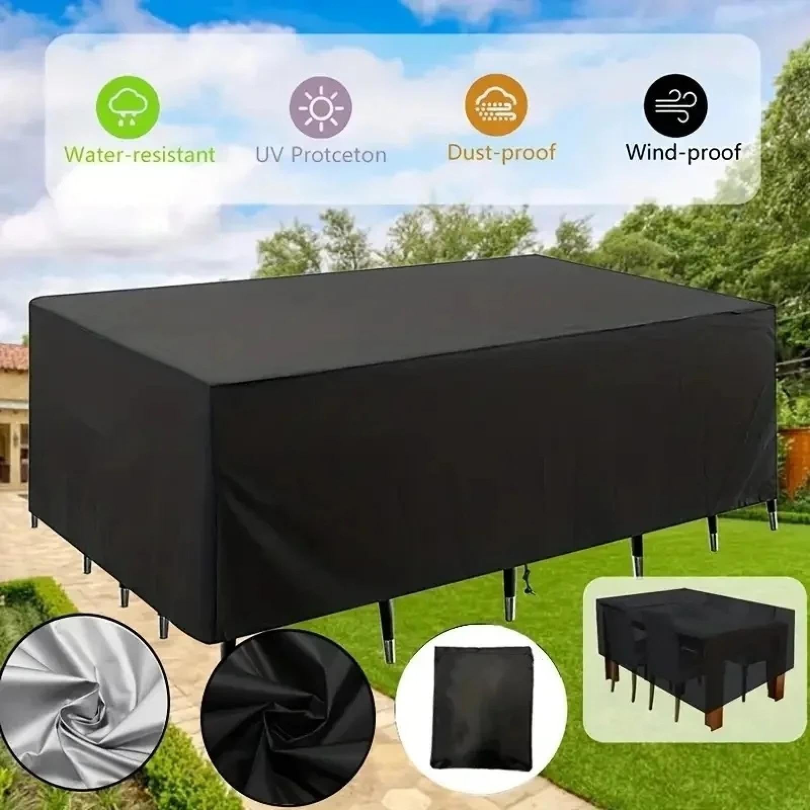 Cubierta para muebles de jardín, 220 x 80 x 70 cm (largo x ancho x alto), protección contra la lluvia y el polvo, 420D Oxford Anti-UV Lona para muebles de terraza, funda protectora