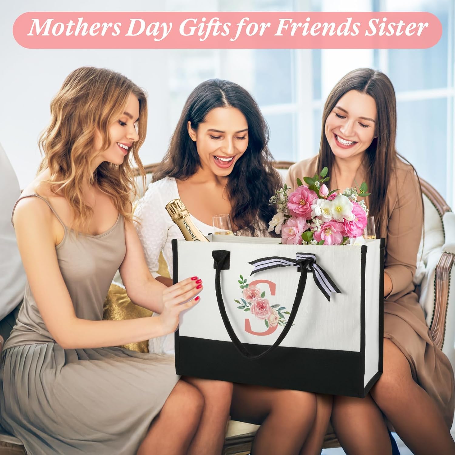 Birthday Gifts for Women Mothers Day Gifts for Mom Wife Grandma Daughter Sister Teacher Bridesmaid Gifts Tote Bag and Makeup Bag S - Image 4