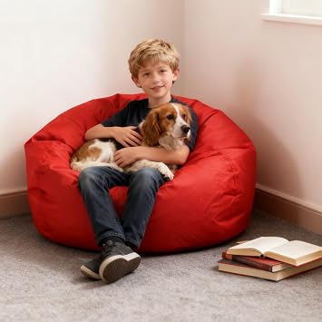 Bean Bag Chair for Kids No Filler Small Bean Bag Outdoor Waterproof Beanbag Sofa Bed Nest for Indoor Bedroom Patio 70 X 30 cm Red