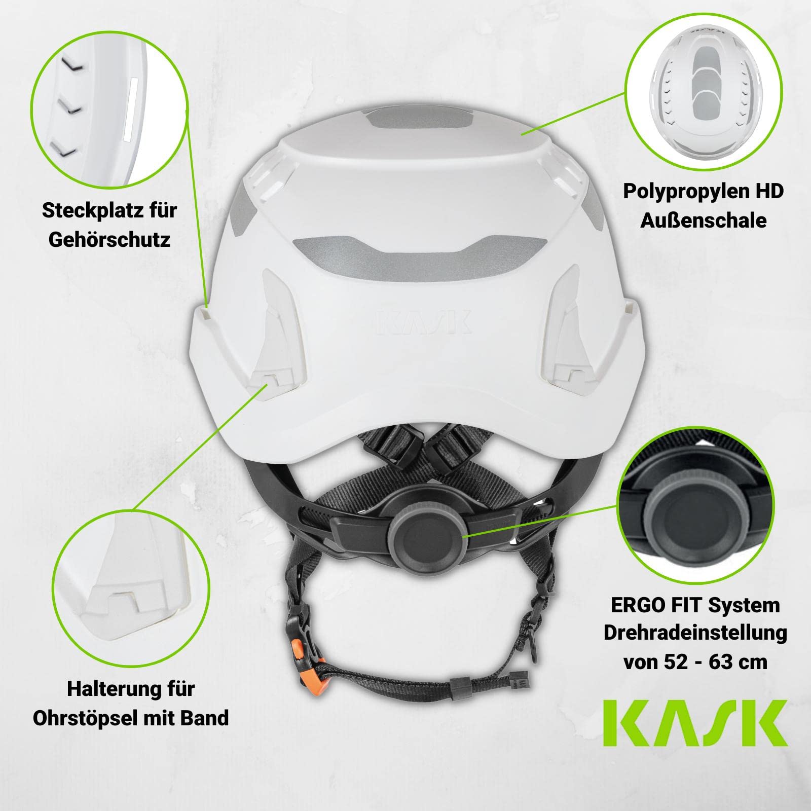 KASK Primero Air Hi-Viz - Casco de trabajo, rueda giratoria, 14 canales de ventilación, reflectante, según EN397 y EN50365