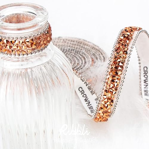 Miniatura 3 de Ribbli Tiras de diamantes de imitación de resina autoadhesivas, para manualidades, rollo de envoltura rosa brillante para decoración de pasteles