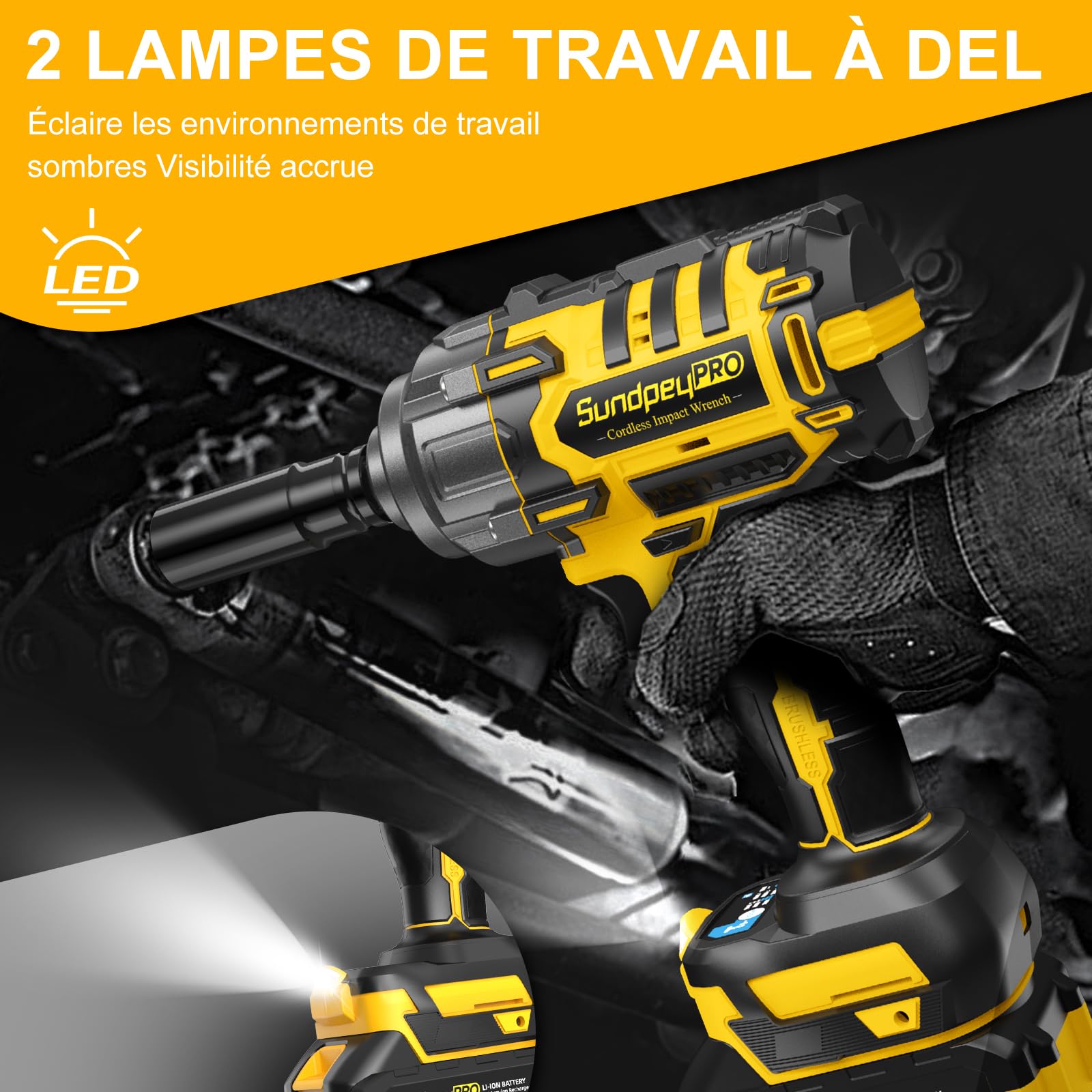 Visseuse à Percussion Sans Fil 1300 Nm - 2 Batteries 4.0Ah, Moteur Brushless, 3 Vitesses + Mode RSS, avec Coffret & 6 Douilles & Tige D'extension, 21V Boulonneuse à Choc Pour Auto Bricolage