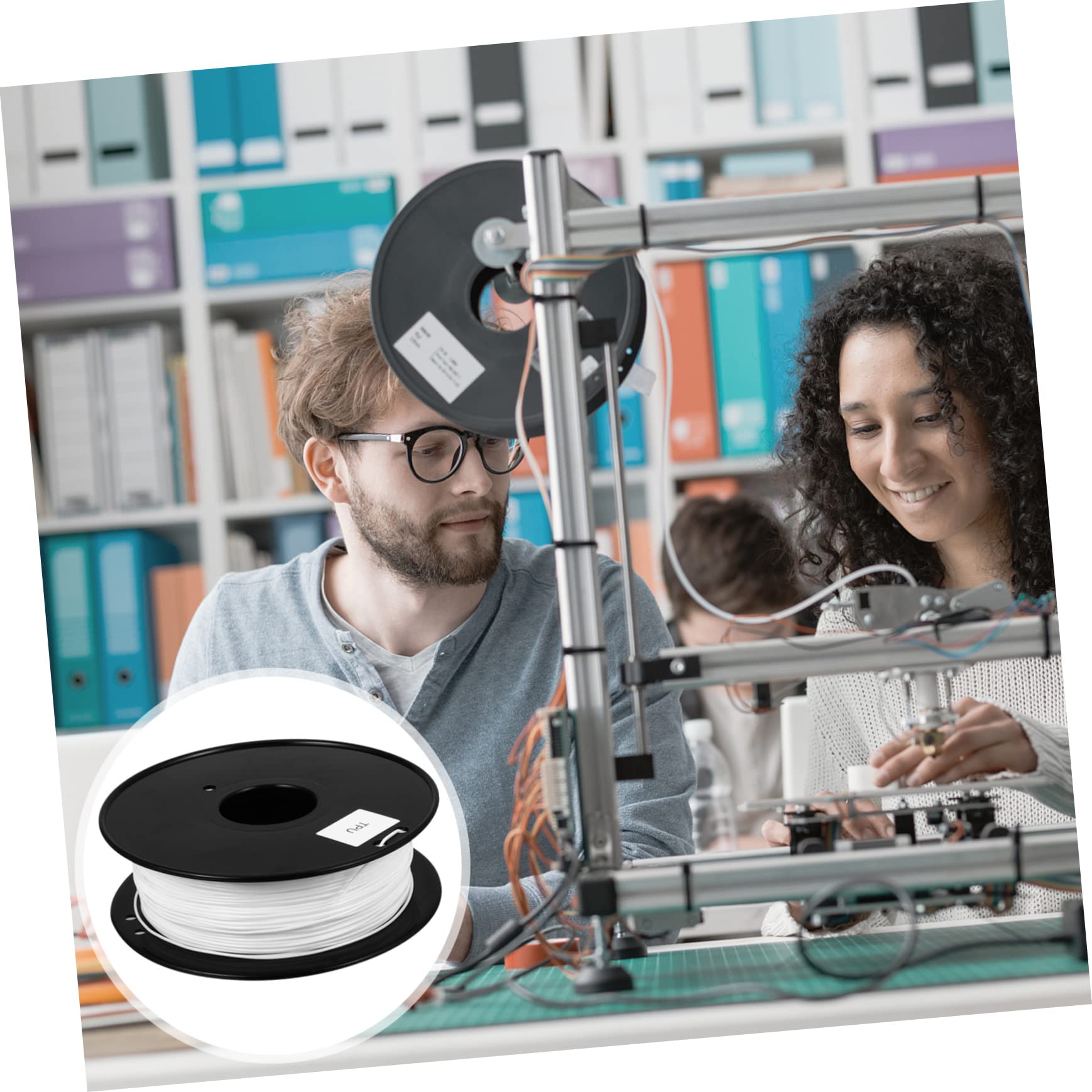 GLEAVI Filamento Flexible de Tpu Blanco 1.75mm para Impresora 3d 0.8kg Suave Larga Duración