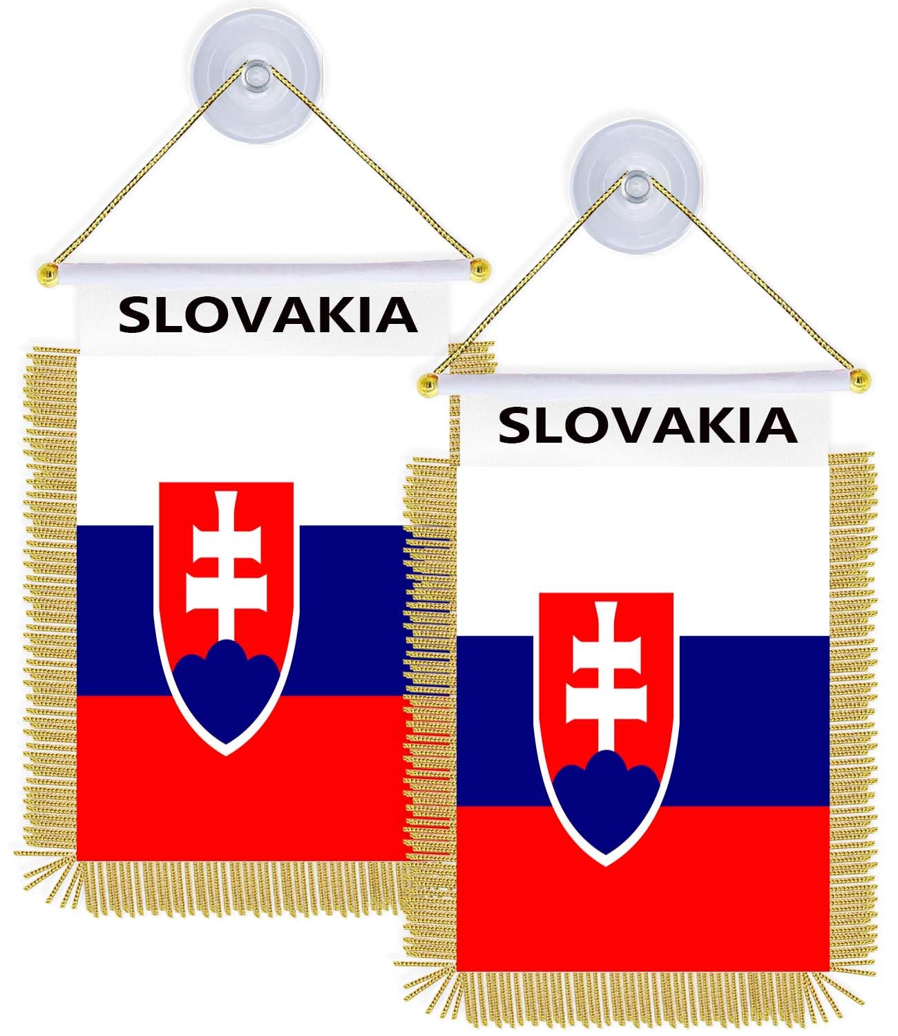 2PCS Slovakia Suction Cup Hanger Hang Flag,4×6 inch Small Slovak Hanging Banner,Tiny Printing Decor For Office Home Table Car