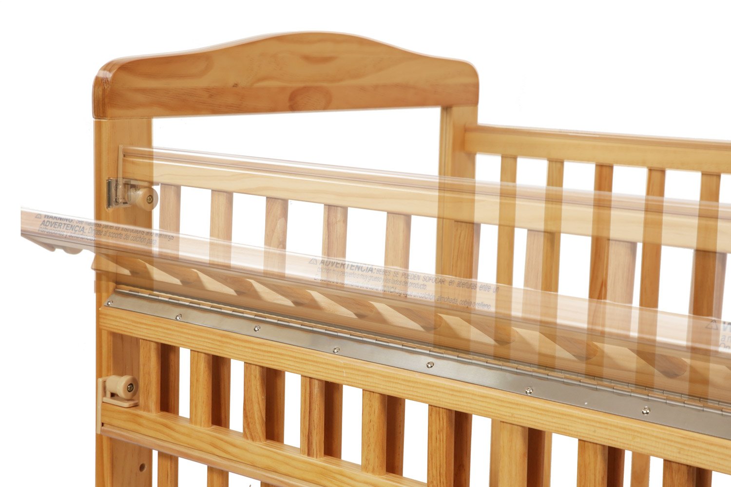 LA Baby Compact Non-Folding Wooden Window Crib with Safety Gate, Natural
